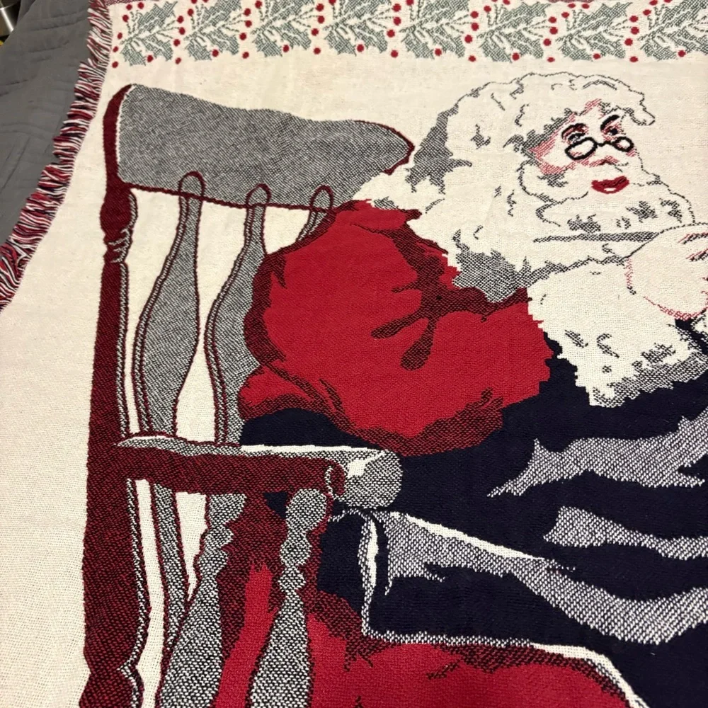Vintage Santa Rocking Chair Toy Christmas Tapestry Throw Blanket 90s 64